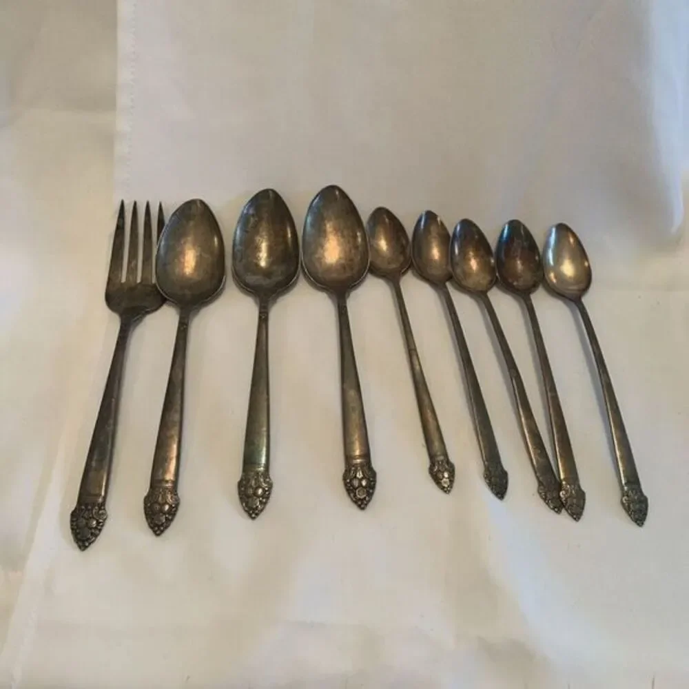 1933 King Cedric 9 Vintage Community Plate Silverware‎ Set Silver-plated